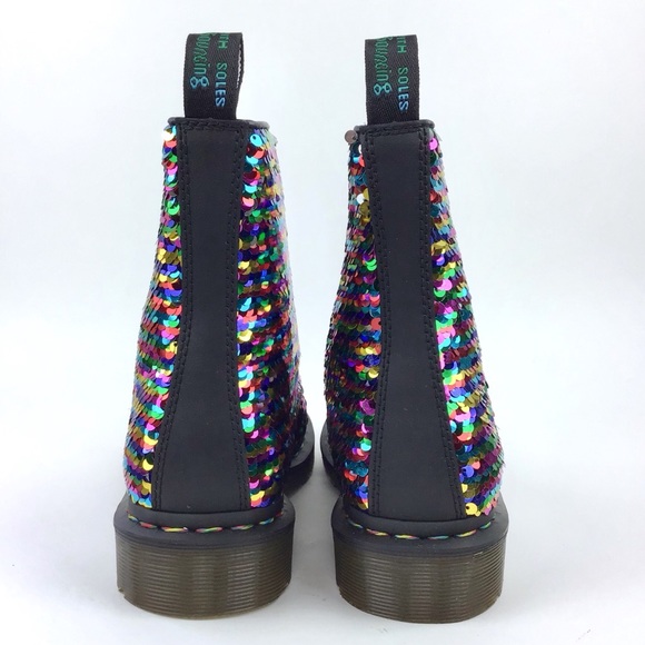 Dr. Martens 1460 Rainbow Sequins Silver Leather - Picture 5 of 7